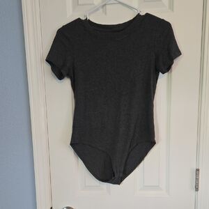 Dark Gray Short Sleeve Bodysuit